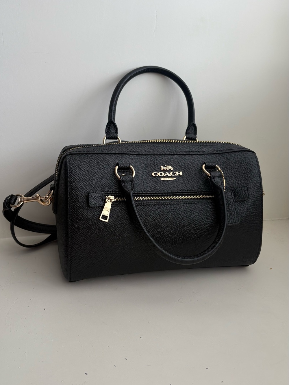 Coach Rowan Satchel, Black/Gold - Picture 3 of 9